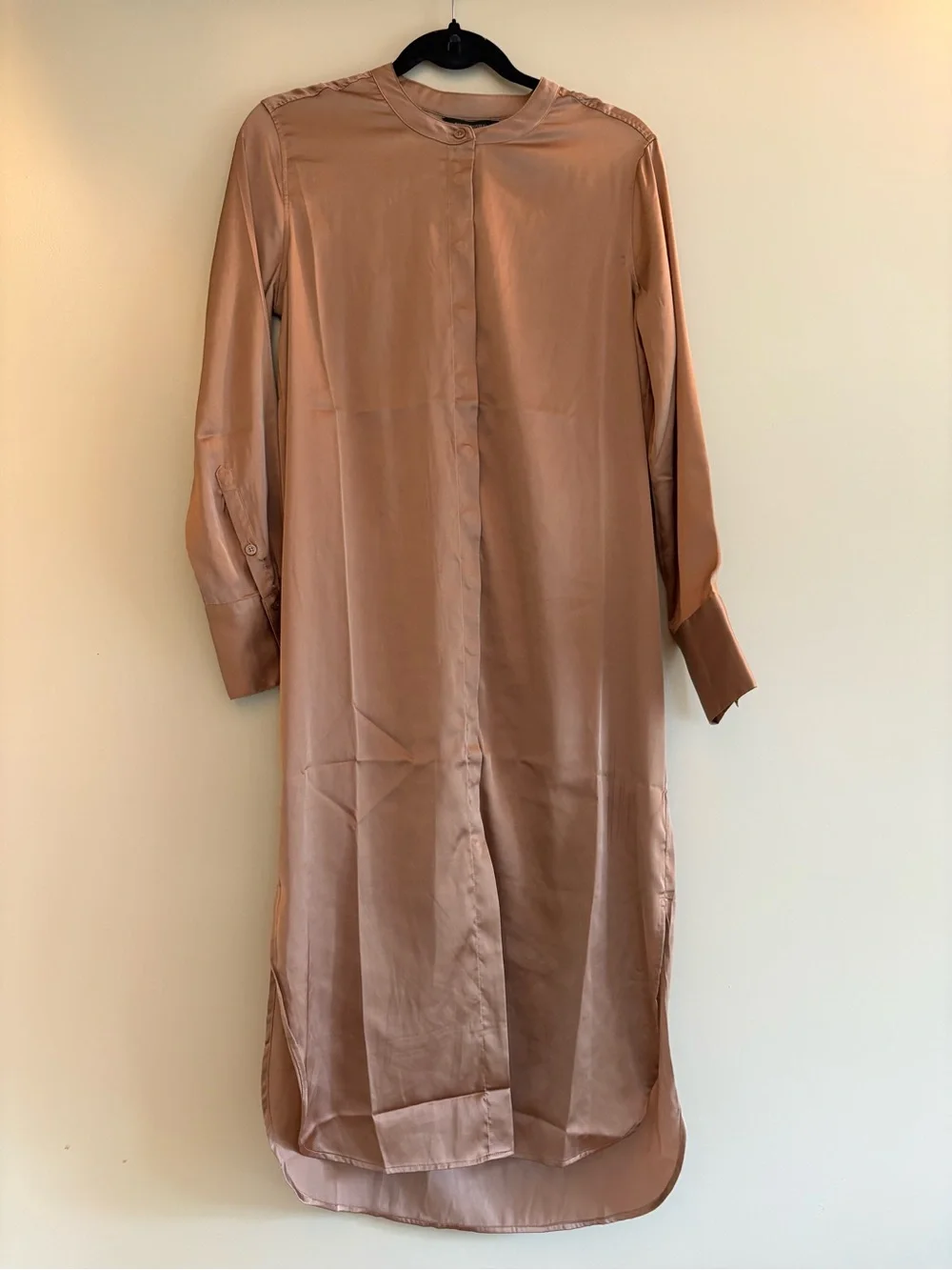 Banana Republic Longline Button-Down Shirt in Dusty Rose